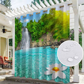 Aperturee - Aperturee Waterproof Spring Waterfall Outdoor Curtains For Gazebo