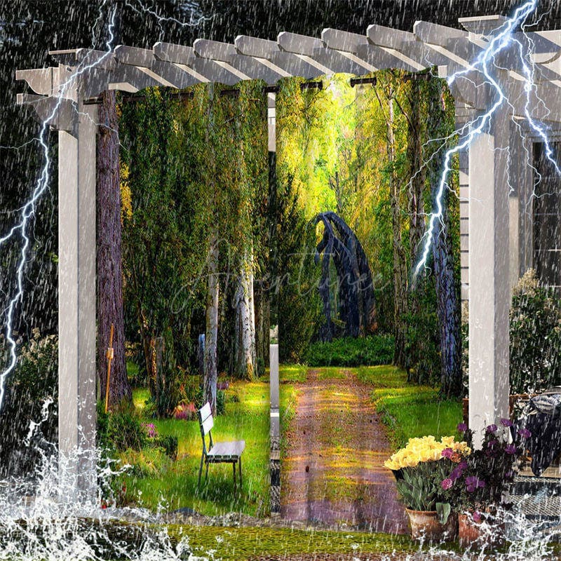 Aperturee - Aperturee Waterproof Sunlight Forest Printed Outdoor Curtains For Porch
