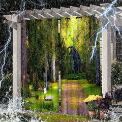 Aperturee - Aperturee Waterproof Sunlight Forest Printed Outdoor Curtains For Porch