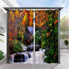 Aperturee - Aperturee Waterproof Tropical Landscape Outdoor Curtains For Gazebo