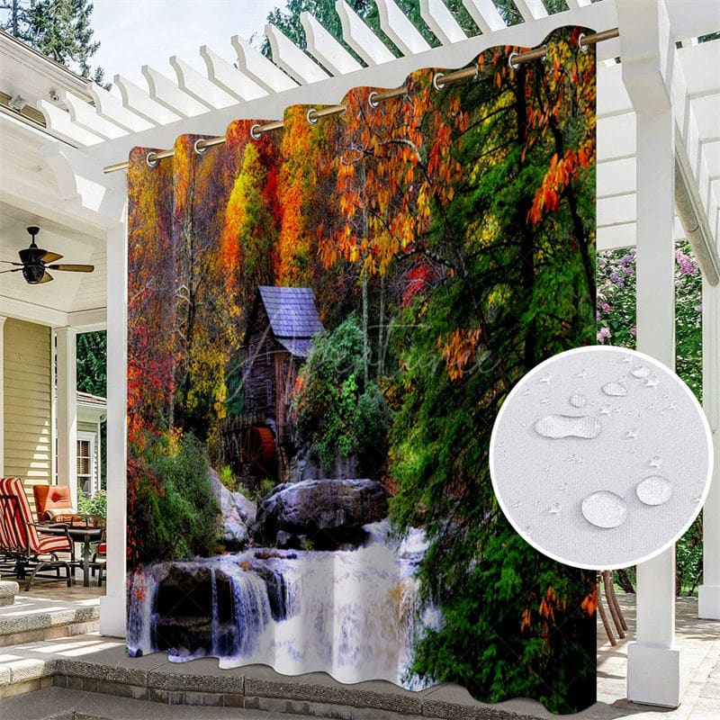 Aperturee - Aperturee Waterproof Tropical Landscape Outdoor Curtains For Gazebo