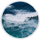 Aperturee - Aperturee Wave And Reefs Summer Vibe Holiday Round Beach Towel