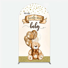 Aperturee - Aperturee We Can Bearly Wait Arch Backdrop Brown Teddy Bear Balloon Baby Shower Cover