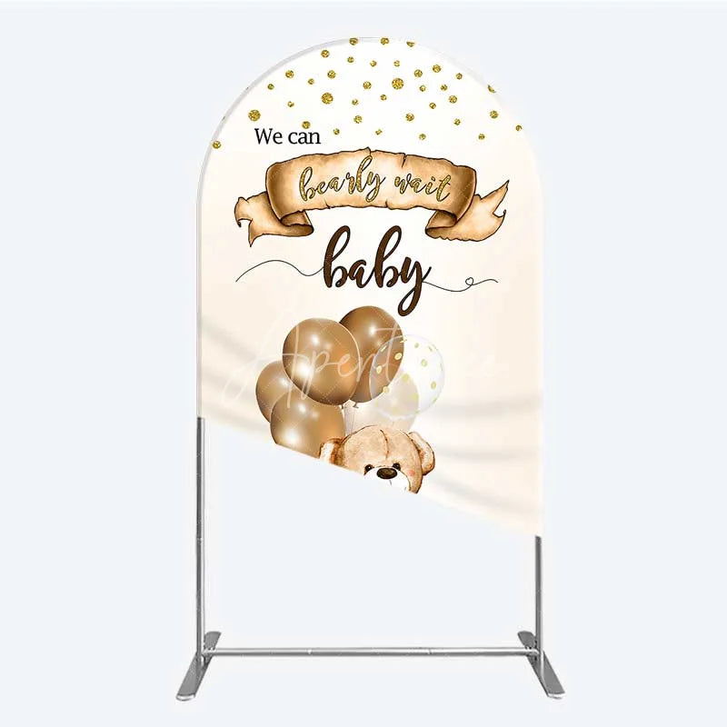 Aperturee - Aperturee We Can Bearly Wait Arch Backdrop Brown Teddy Bear Balloon Baby Shower Cover