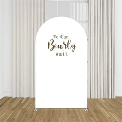 Aperturee - Aperturee We Can Bearly Wait Arch Backdrop Tan Teddy Bear Baby Shower Background Boho Neutral Arch Cover for Boys Girls