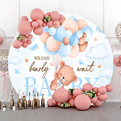 Aperturee - Aperturee We Can Bearly Wait Baby Shower Round Backdrop Teddy Bear Floating with Balloons Cute Neutral Party Decor