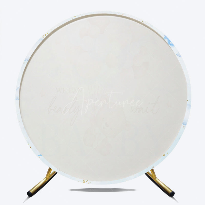 Aperturee - Aperturee We Can Bearly Wait Baby Shower Round Backdrop Teddy Bear Floating with Balloons Cute Neutral Party Decor