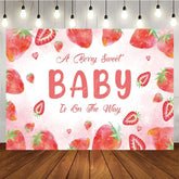 Aperturee - Aperturee Welcome Sweet Strawberry Girl Baby Shower Backdrop