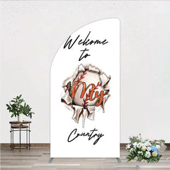Aperturee - Aperturee Welcome to My Country Baseball Half Moon Arch Backdrop Sports Theme Breakthrough Design Party Cover