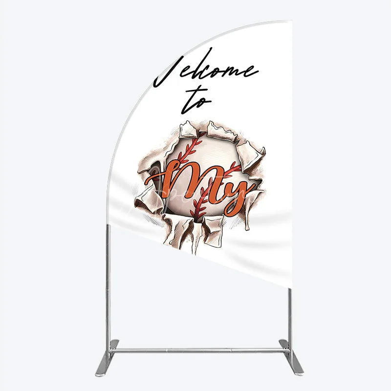 Aperturee - Aperturee Welcome to My Country Baseball Half Moon Arch Backdrop Sports Theme Breakthrough Design Party Cover