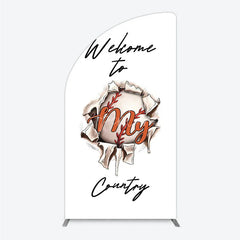 Aperturee - Aperturee Welcome to My Country Baseball Half Moon Arch Backdrop Sports Theme Breakthrough Design Party Cover