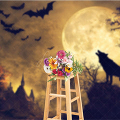 Aperturee - Aperturee Werewolf Howling at Full Moon Photography Backdrop Gothic Halloween Night Scene Spooky Forest Photo Shoots