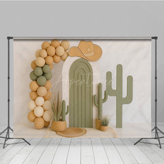 Aperturee Aperturee Western Cowboy Cake Smash Backdrop My First Rodeo and Cactus Theme Neutral Balloon Arch First Birthday Photo Prop