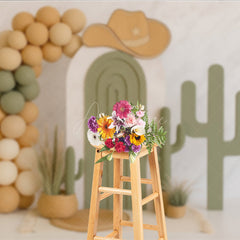 Aperturee Aperturee Western Cowboy Cake Smash Backdrop My First Rodeo and Cactus Theme Neutral Balloon Arch First Birthday Photo Prop