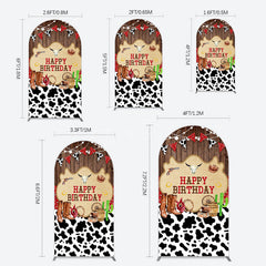 Aperturee - Aperturee Western Cowboy Cow Print Happy Birthday Arch Backdrop