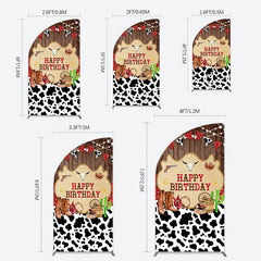 Aperturee - Aperturee Western Cowboy Cow Print Happy Birthday Half Moon Arch Backdrop