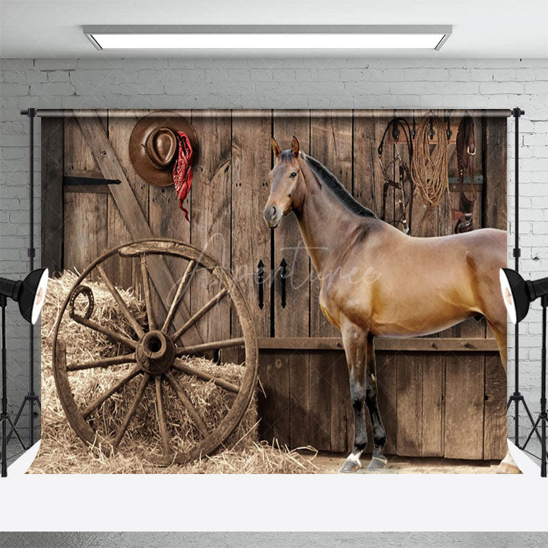 Aperturee - Aperturee Western Cowboy Stable Oldstyle Photography Backdrop