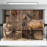 Aperturee - Aperturee Western Cowboy Stable Oldstyle Photography Backdrop