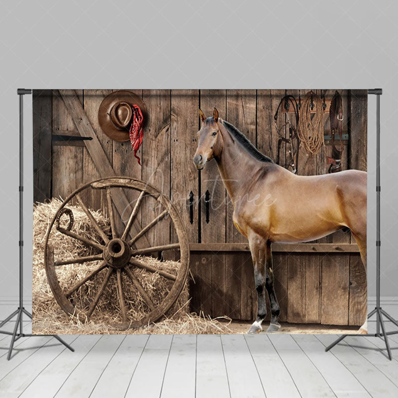 Aperturee - Aperturee Western Cowboy Stable Oldstyle Photography Backdrop