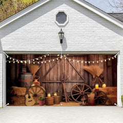 Aperturee - Aperturee Western Cowboy Style Wood Barn Garage Door Banner