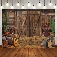 Aperturee - Aperturee Western Farm Barn Cactus Boots Hat Cowboy Backdrop