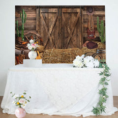 Aperturee - Aperturee Western Farm Barn Cactus Boots Hat Cowboy Backdrop