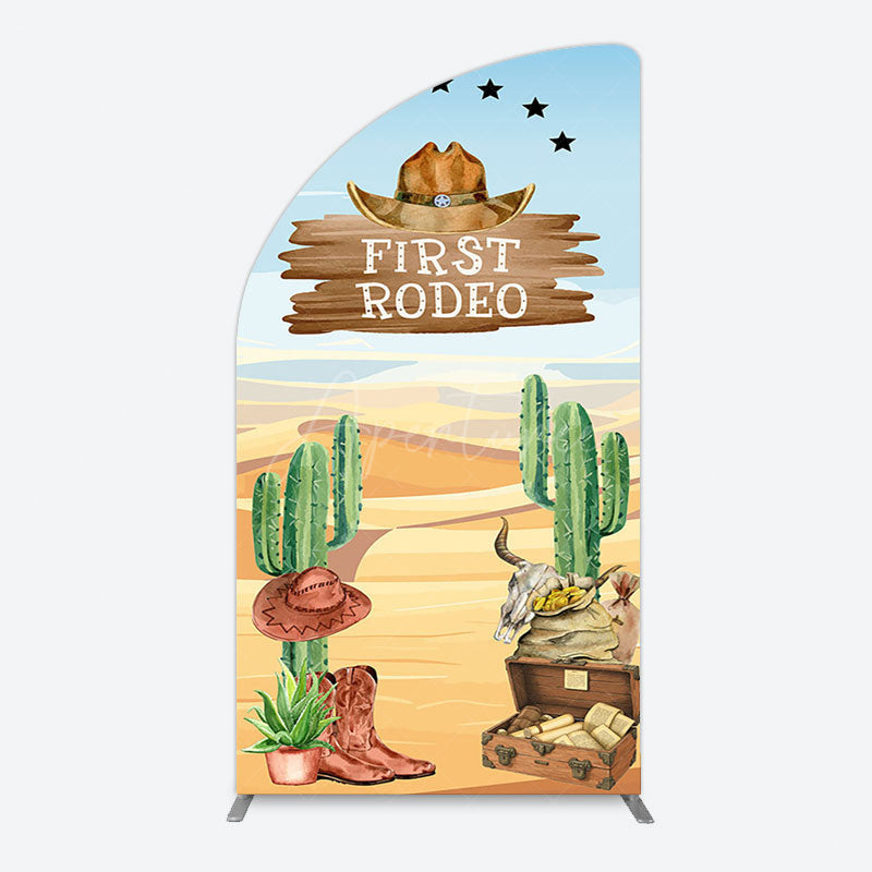 Aperturee - Aperturee Western Region First Rodeo Birthday Half Moon Arch Backdrop