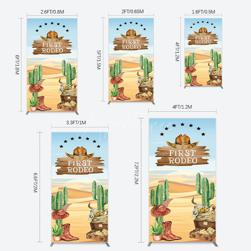 Aperturee - Aperturee Western Region First Rodeo Birthday Rectangle Backdrop