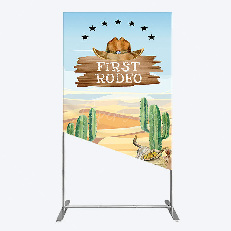 Aperturee - Aperturee Western Region First Rodeo Birthday Rectangle Backdrop