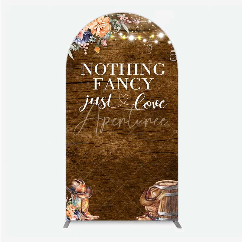 Aperturee - Aperturee Western Wedding Arch Backdrop Rustic Cowboy Boots Love Photography Background