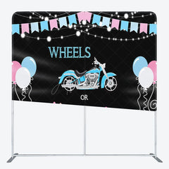 Aperturee - Aperturee Wheels Or Heels Fabric Backdrop Cover for Baby Shower