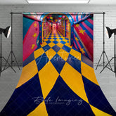 Aperturee - Aperturee Whimsical Checkered Hallway Fine Art Photography Backdrop Colorful Balloons Sweep Portrait Studio Background