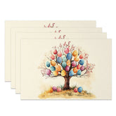 Aperturee - Aperturee Whimsical Easter Egg Tree Set of 4 Placemats Hanging Colorful Eggs Table Mats Spring Creative Dining Decor