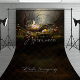 Aperturee - Aperturee Whimsical Forest Bunny Easter Photography Backdrop Spring Flowers Pastel Eggs Sweep Studio Background