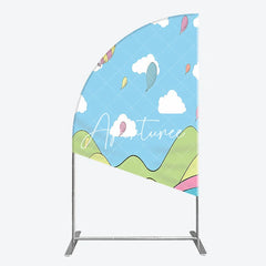 Aperturee - Aperturee Whimsical Sky Fantasy Landscape Half Moon Arch Backdrop Colorful Balloons Birthday Party Decor