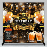 Aperturee - Aperturee Whisky Balloons Black Gold Custom Birthday Backdrop