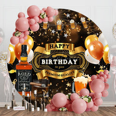 Aperturee - Aperturee Whisky Balloons Ribbons Round Happy Birthday Backdrop
