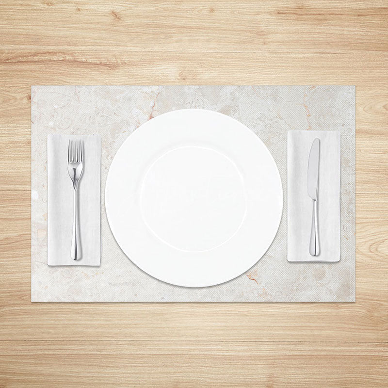 Aperturee - Aperturee White and Beige Marble Placemats Set of 4 Elegant Stone Texture for Modern Kitchen and Dining Decor