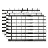 Aperturee - Aperturee White and Black Lines Plaid Pattern Set of 4 Placemats Modern Geometric for Farmhouse Kitchen Decor