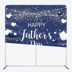 Aperturee - Aperturee White And Blue Heart Fabric Backdrop Cover for Fathers Day