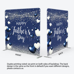 Aperturee - Aperturee White And Blue Heart Fabric Backdrop Cover for Fathers Day