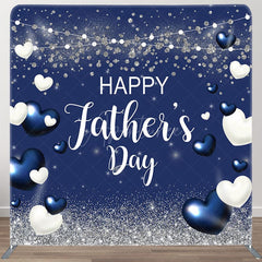 Aperturee - Aperturee White And Blue Heart Fabric Backdrop Cover for Fathers Day