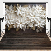 Aperturee - Aperturee White and Gold 3D Floral Wall Combo Set Backdrop for Elegant Wedding and Bridal Shower Studio Photo Shoots