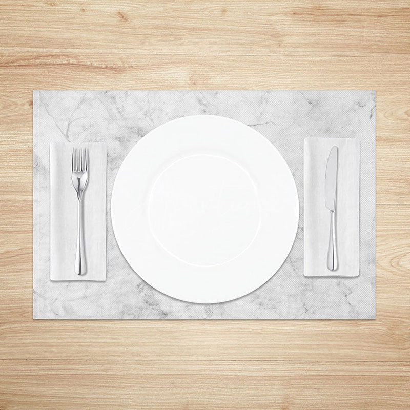 Aperturee - Aperturee White and Grey Marble Placemats Set of 4 Abstract Stone Texture for Modern Minimalist Dining Decor