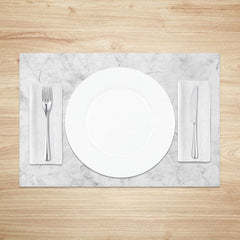 Aperturee - Aperturee White and Grey Marble Placemats Set of 4 Abstract Stone Texture for Modern Minimalist Dining Decor