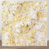 Aperturee - Aperturee White And Peach Roses Fabric Valentines Day Backdrop