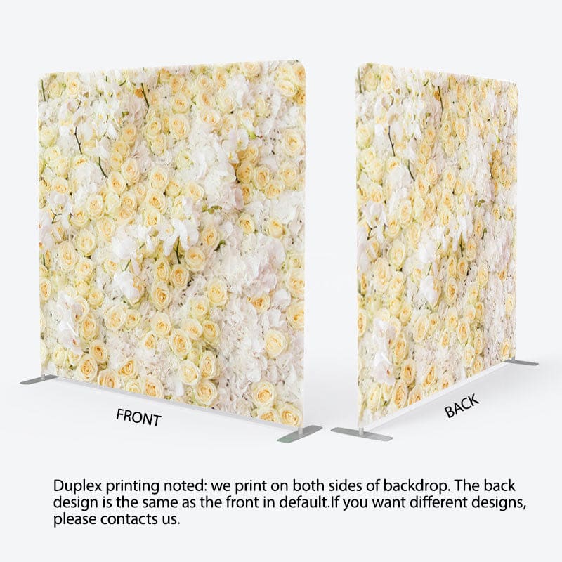 Aperturee - Aperturee White And Peach Roses Fabric Valentines Day Backdrop