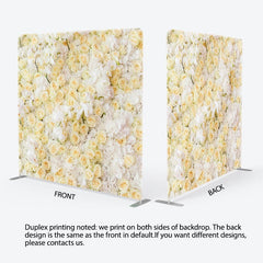 Aperturee - Aperturee White And Peach Roses Fabric Valentines Day Backdrop