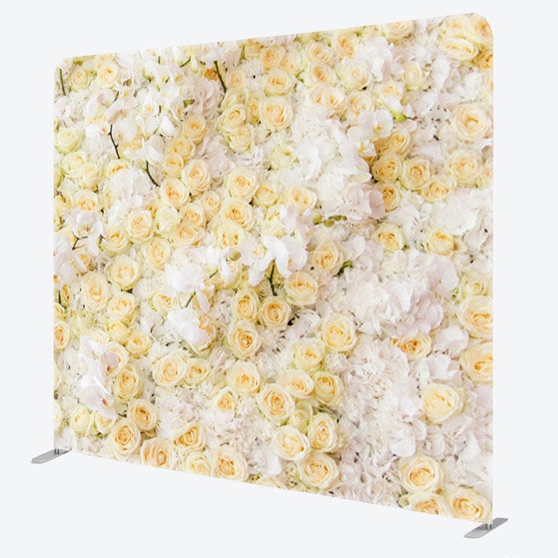 Aperturee - Aperturee White And Peach Roses Fabric Valentines Day Backdrop