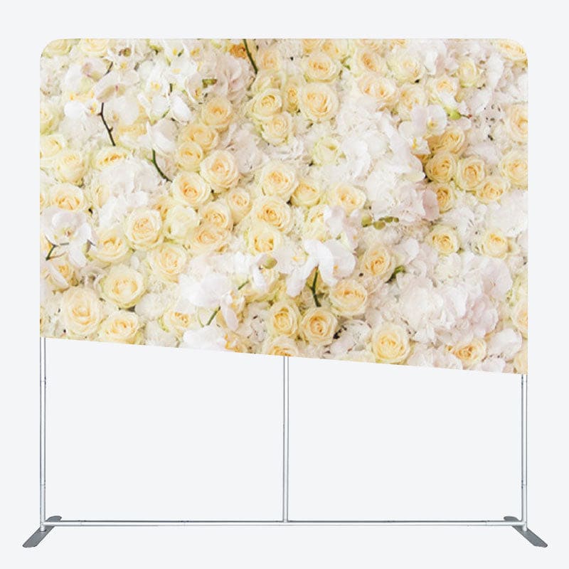 Aperturee - Aperturee White And Peach Roses Fabric Valentines Day Backdrop